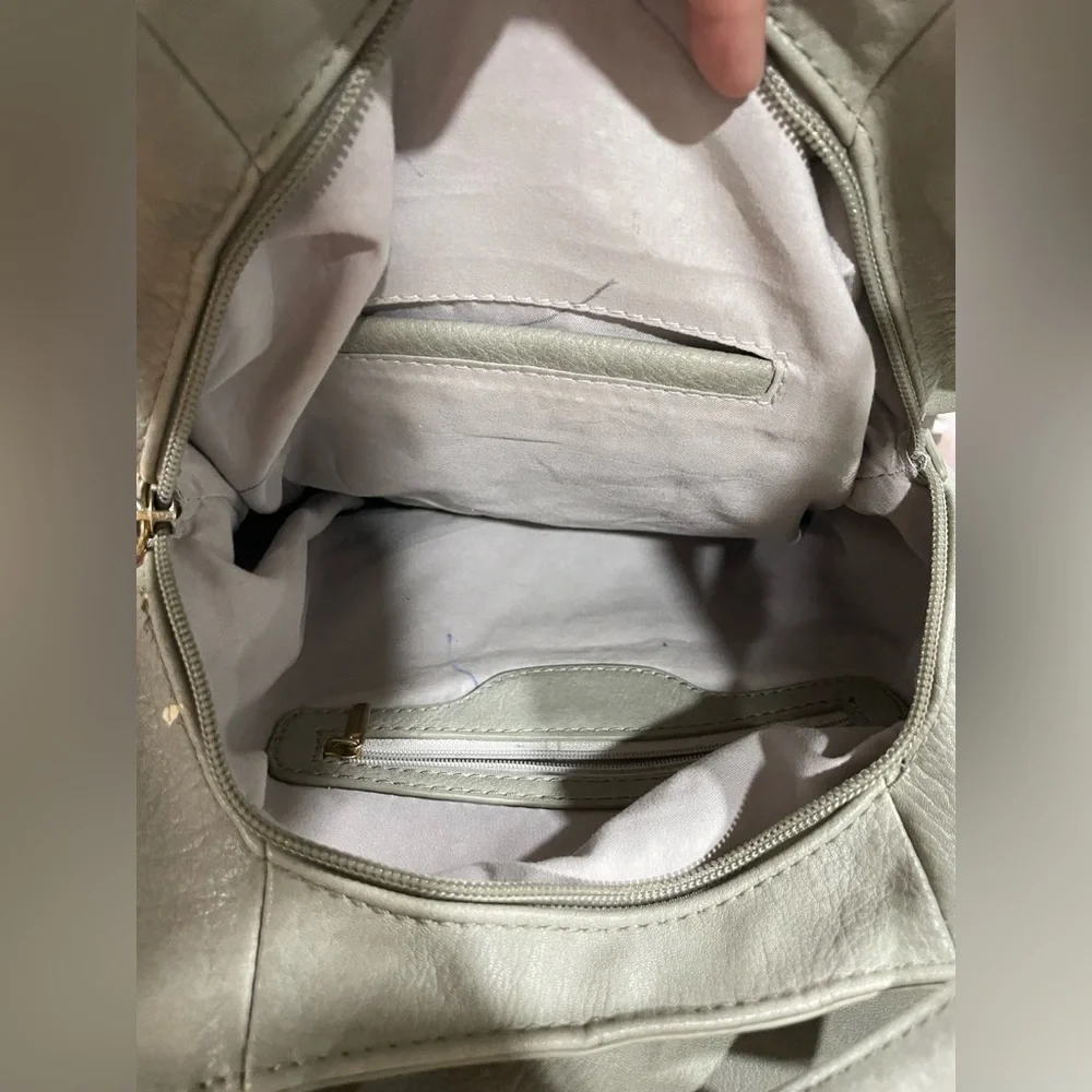 Grey Hobo Bag good condition non branded with gold detail